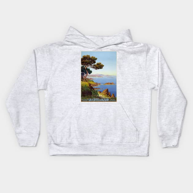 La Côte d'Azur France Vintage Poster 1920 Kids Hoodie by vintagetreasure